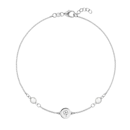 Clover Disc & Petite 2 Birthstone Bracelet in 14k Gold