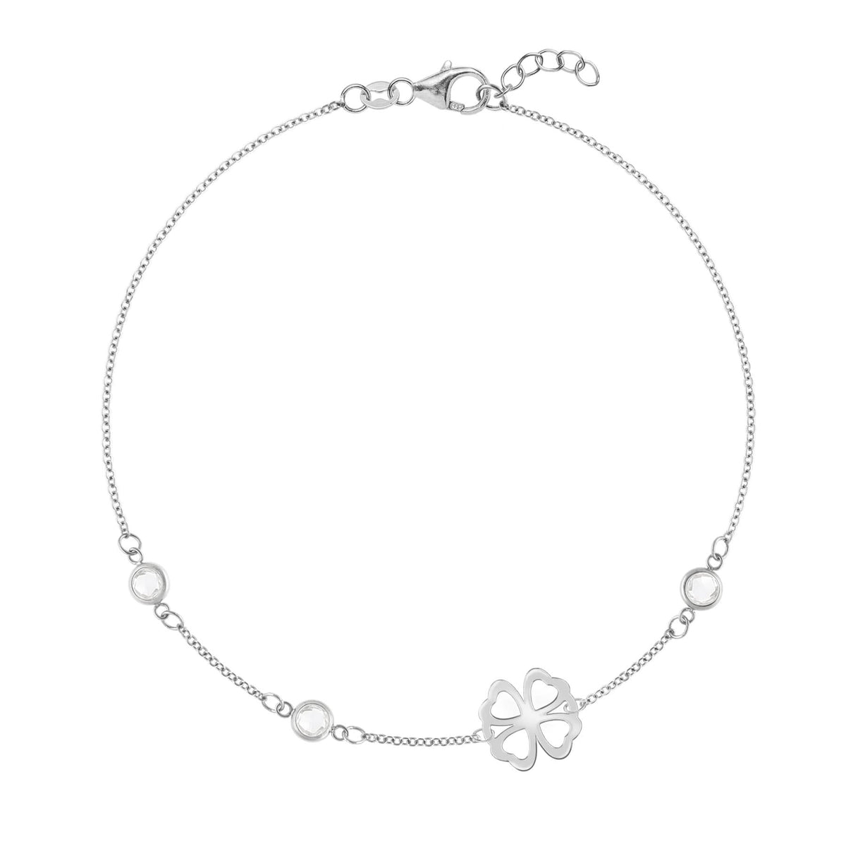 Clover & Petite 3 Birthstone Bracelet in 14k Gold