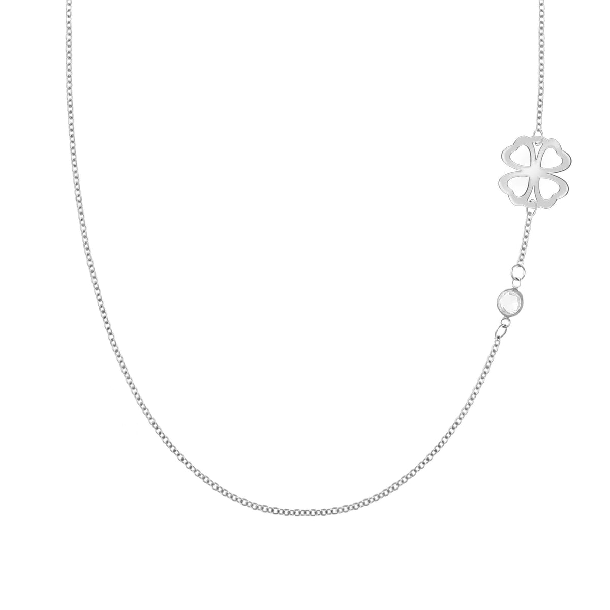 Clover & Petite 1 Birthstone Necklace in 14k Gold