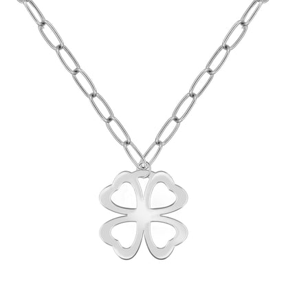 Large Flat Clover Pendant with ADELAIDE Chain in 14k Gold