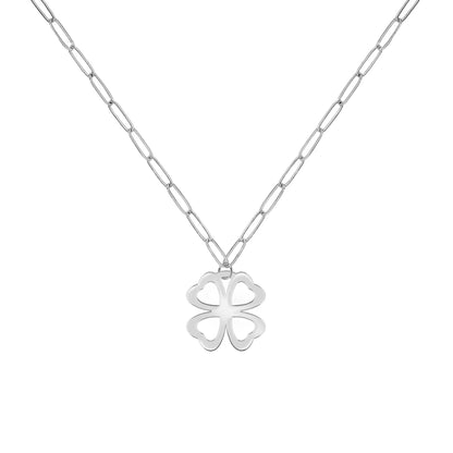 Flat Clover Pendant with Adelaide Mini Chain in 14k Gold