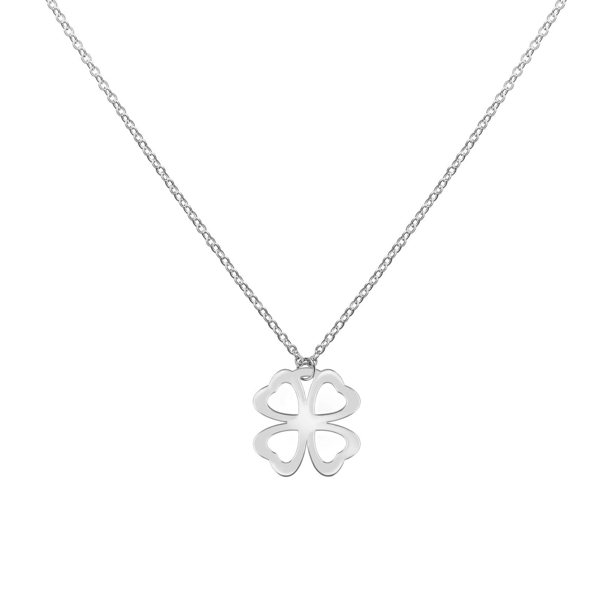 Flat Clover Pendant with Classic Chain in 14k Gold