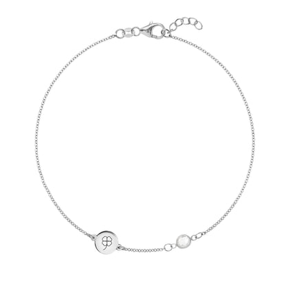 Clover Disc & Petite 1 Birthstone Bracelet in 14k Gold