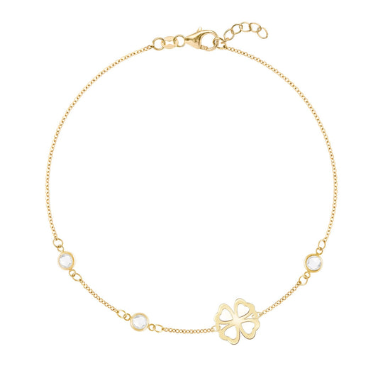 Clover & Petite 3 Birthstone Bracelet in 14k Gold