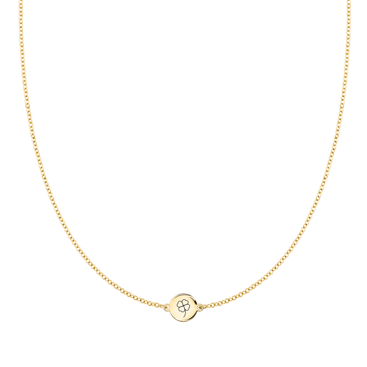 Clover Disc Necklace in 14k Gold