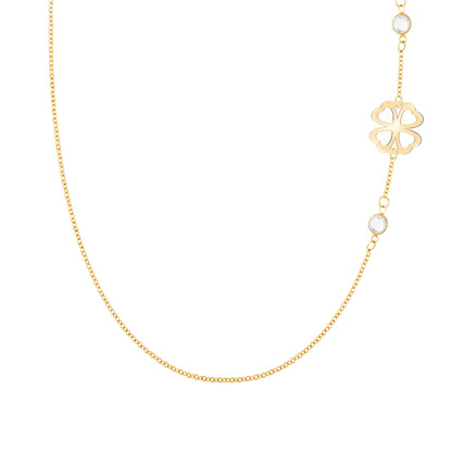 Clover & Petite 2 Birthstone Necklace in 14k Gold
