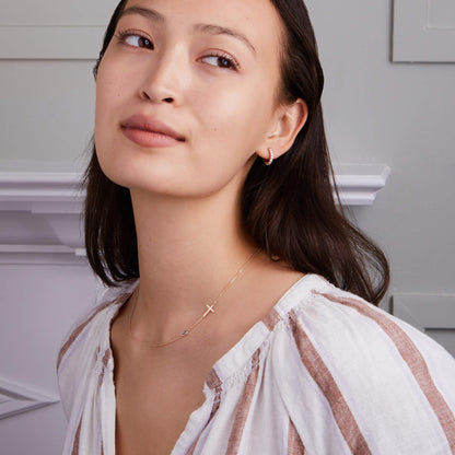 Infinity & Cross with 1 Petite Birthstone Necklace in 14k Gold