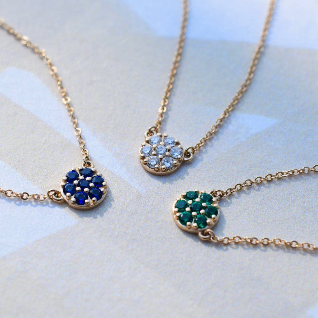 Rosecliff Sapphire Mini Necklace in Solid 14k Gold (September)