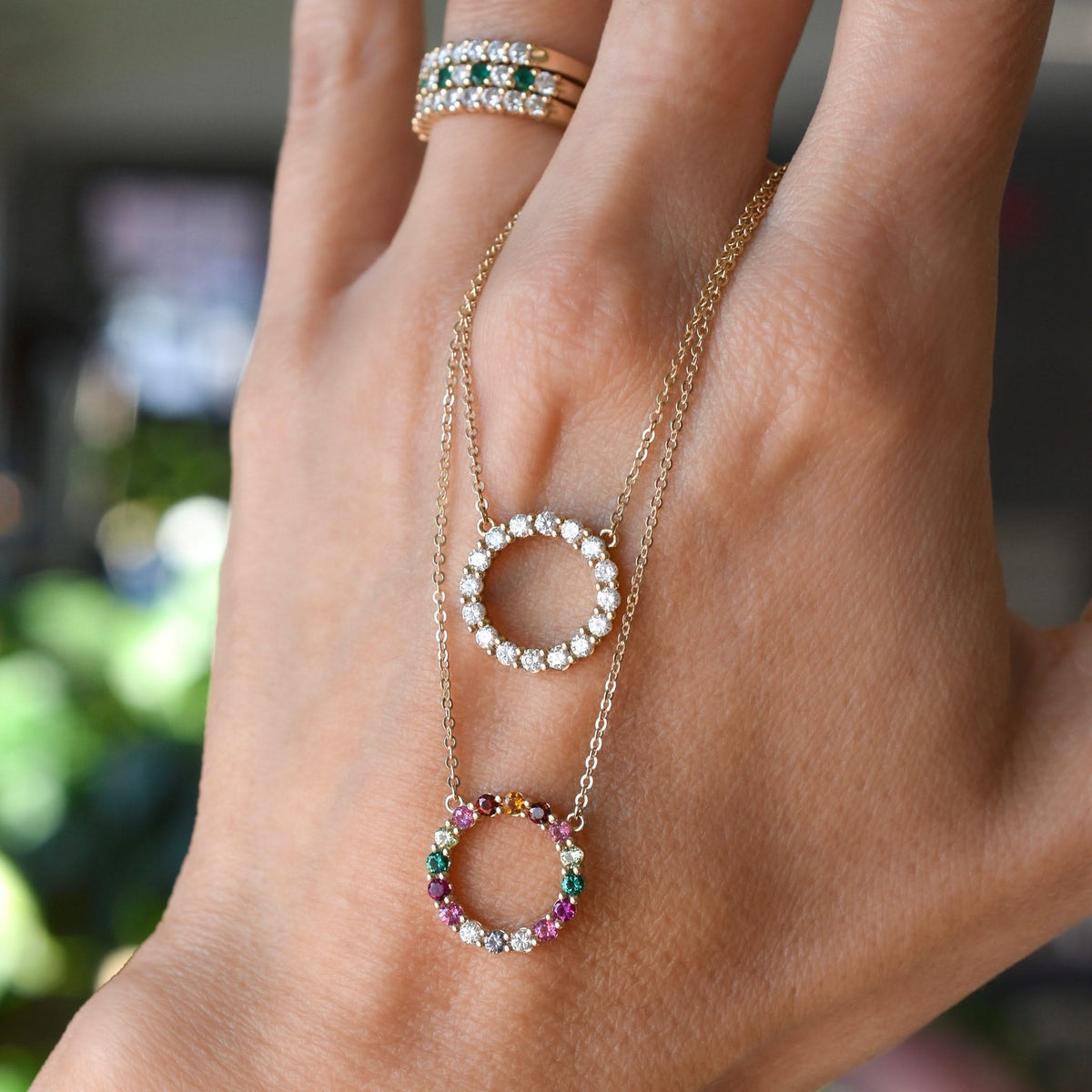 Rosecliff Circle Birthstone Necklace in 14k Gold
