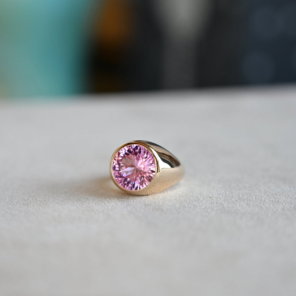 Jamestown Pink Sapphire Ring in 14k Gold (October)