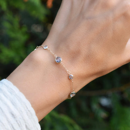 Bayberry Grand & Petite 7 Aquamarine Bracelet in 14k Gold (March)