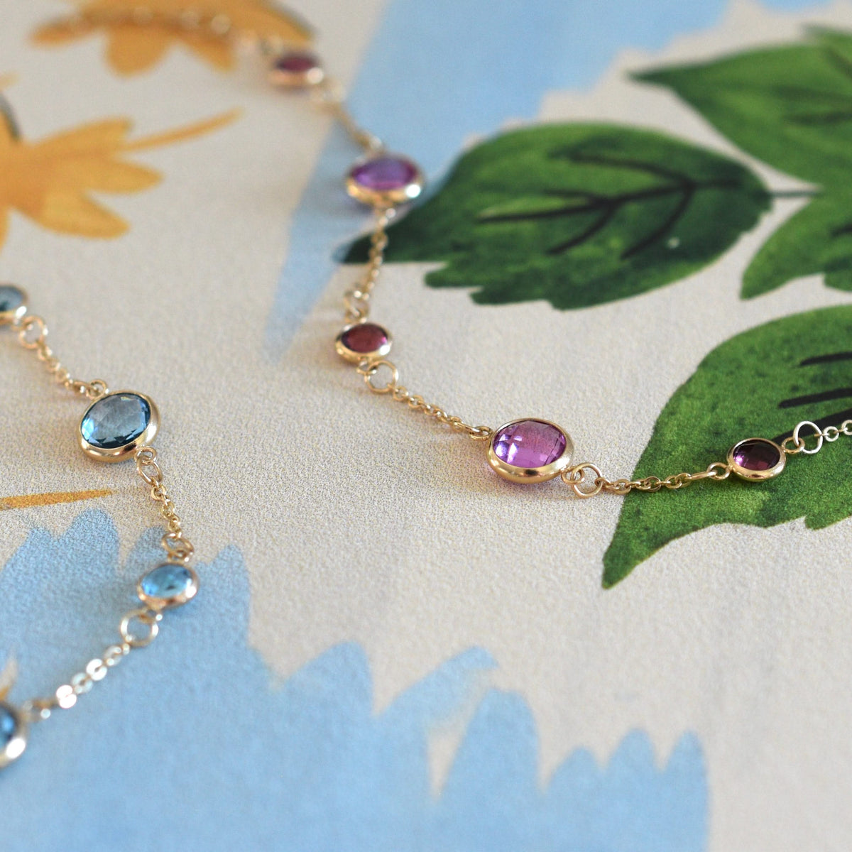 Bayberry Grand & Petite 7 Birthstone Bracelet in 14k Gold