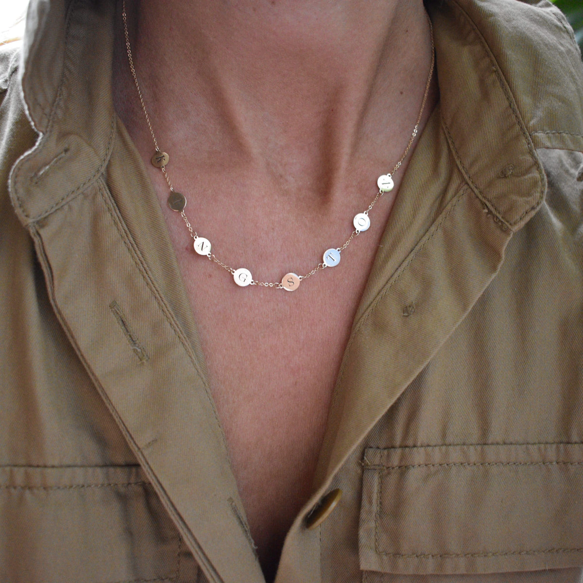9 Letter Necklace in 14k Gold (Single Spacing)