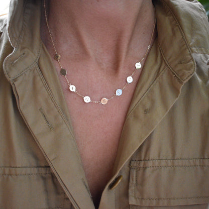 9 Letter Necklace in 14k Gold (Single Spacing)