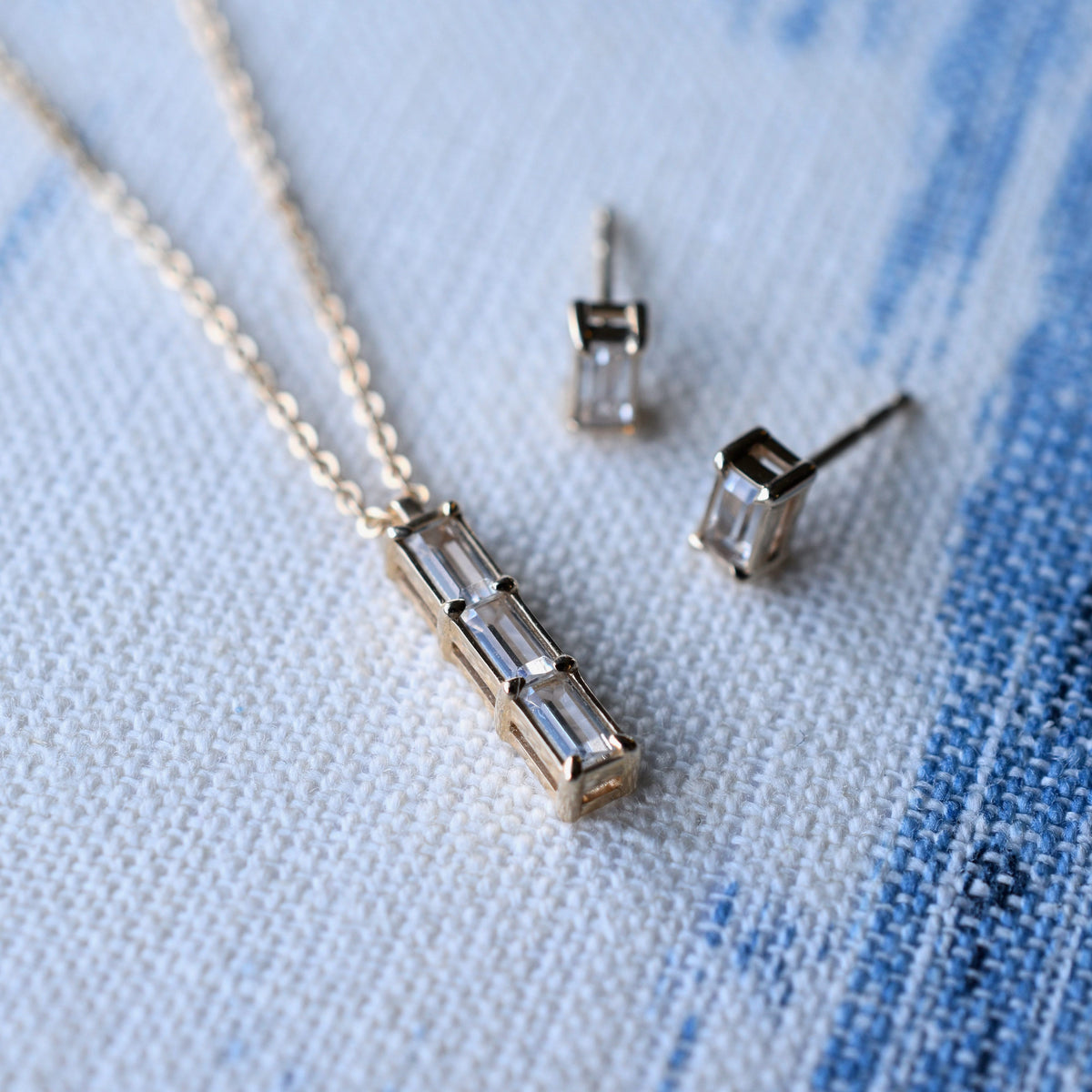 Providence 3 White Topaz Pendant in 14k Gold (April)