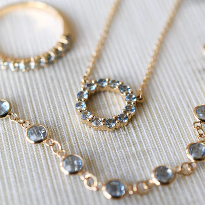 Rosecliff Small Circle Birthstone Necklace in 14k Gold