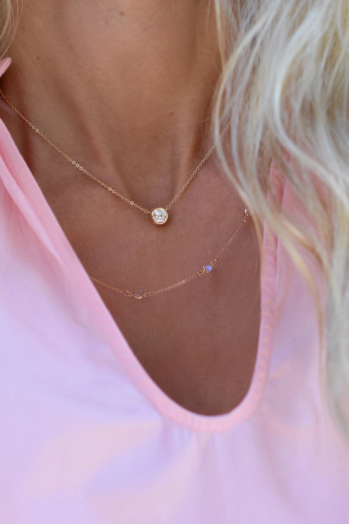 Jamestown Diamond Solitaire Necklace in 14k Gold (April)