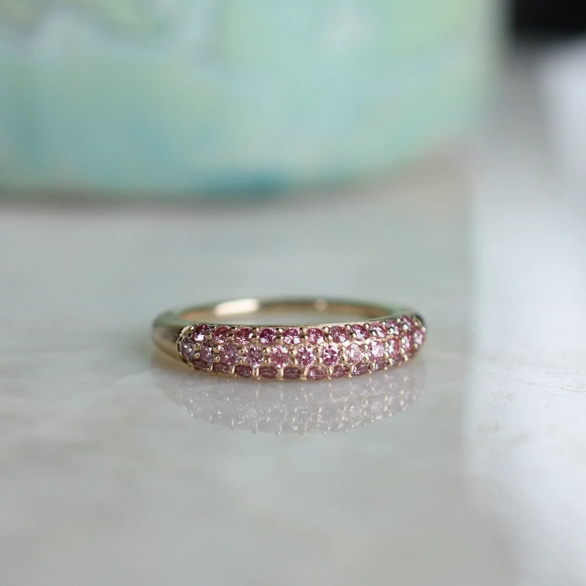Adelaide Pavé Peony Diamond Ring in 14k Gold (October)