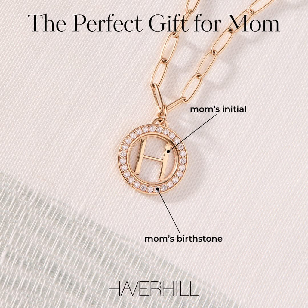 Letter & Diamond Pendant in 14k Gold (April)