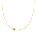 Chai Disc & Petite 1 Birthstone Necklace in 14k Gold (Centered)