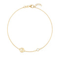 Crescent & Star Disc & Petite 1 Birthstone Bracelet in 14k Gold
