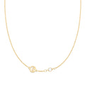 Crescent & Star Disc & Petite 1 Birthstone Necklace in 14k Gold