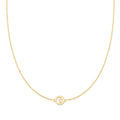 Crescent & Star Disc Necklace in 14k Gold