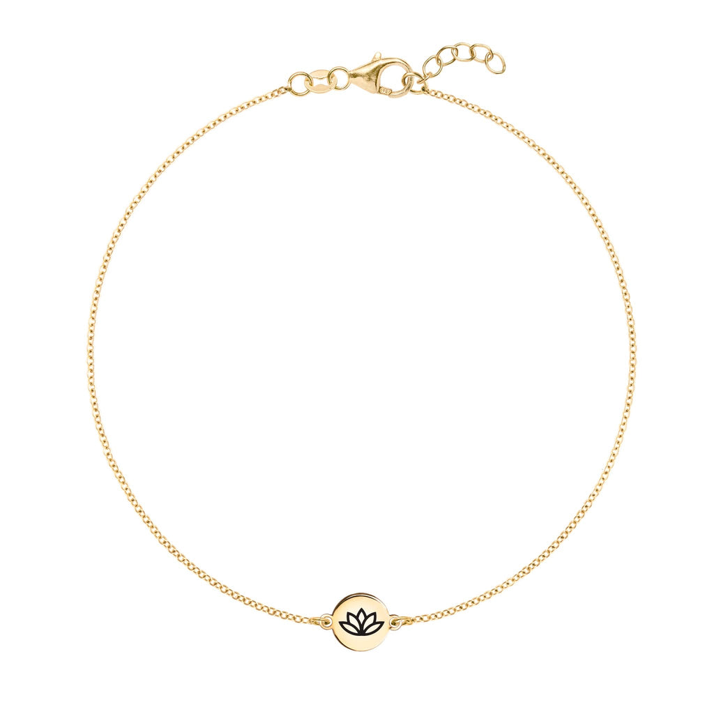Lotus Disc Bracelet in 14k Gold