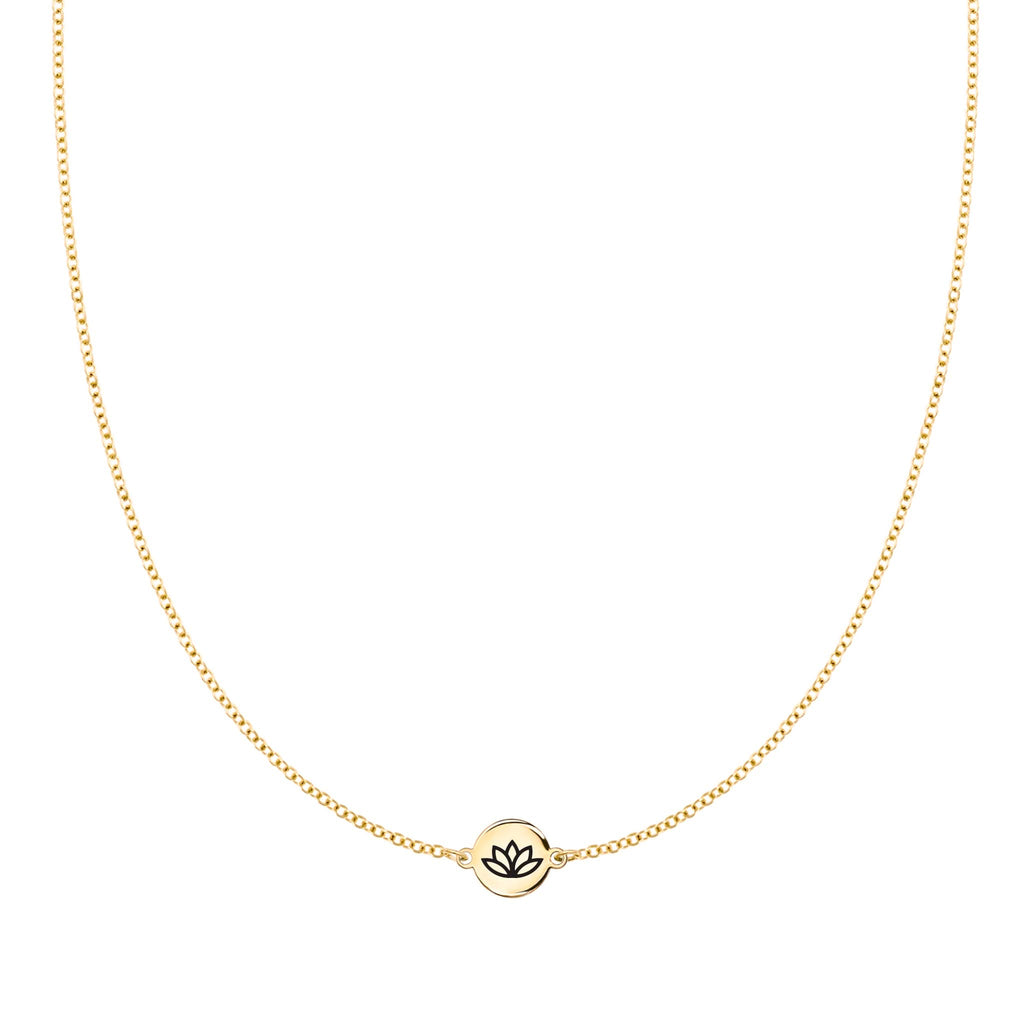 Lotus Disc Necklace in 14k Gold