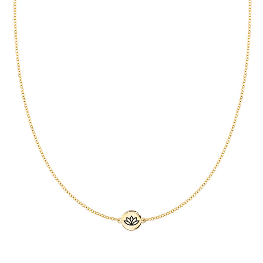 Lotus Disc Necklace in 14k Gold