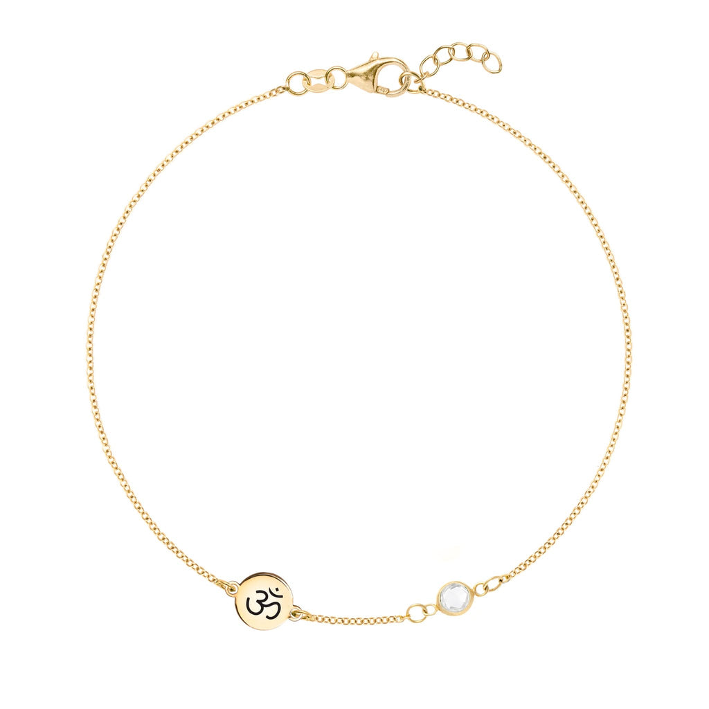 Ohm Disc & Petite 1 Birthstone Bracelet in 14k Gold