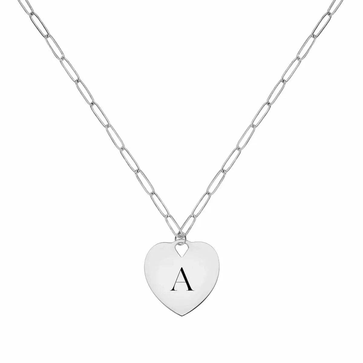 Small Engravable Flat Heart Pendant with Adelaide Mini Chain in 14k Gold