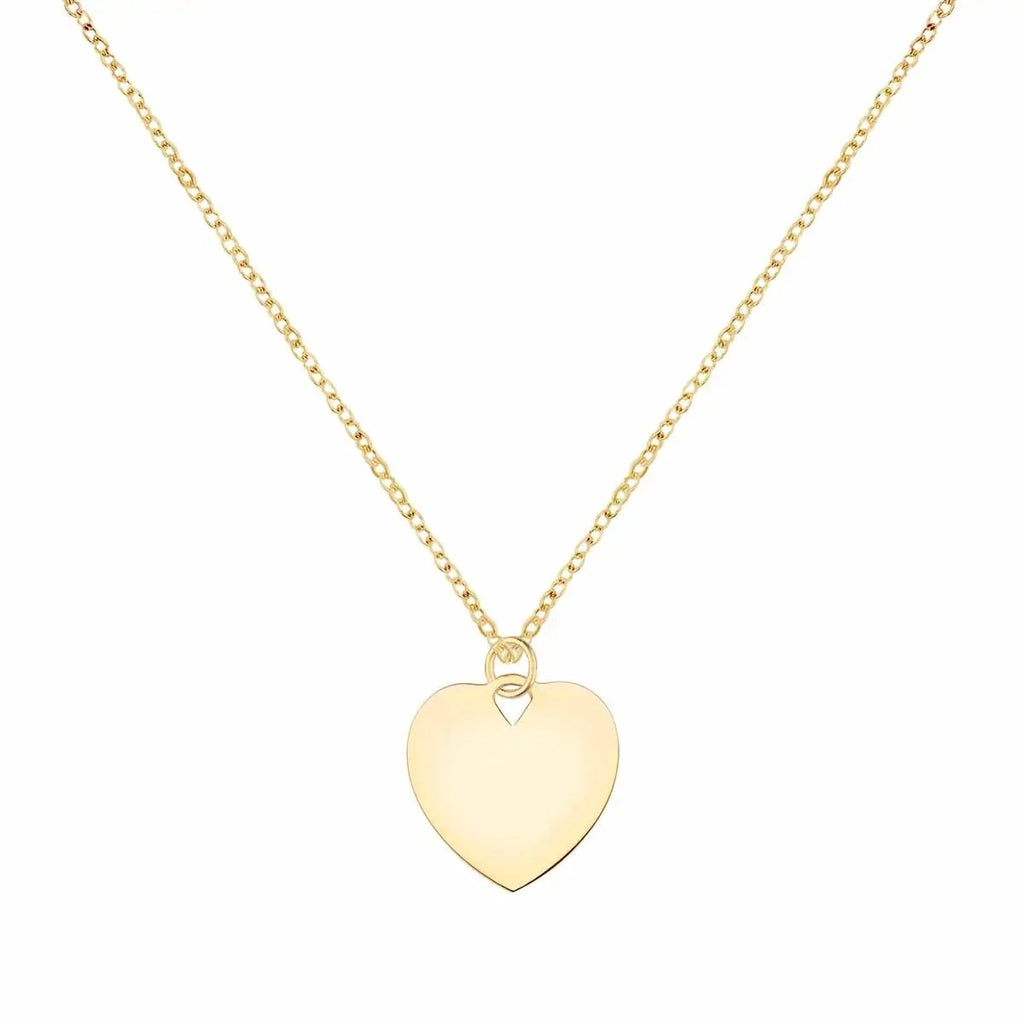 Small Engravable Flat Heart Pendant in 14k Gold (Large Jump Ring)