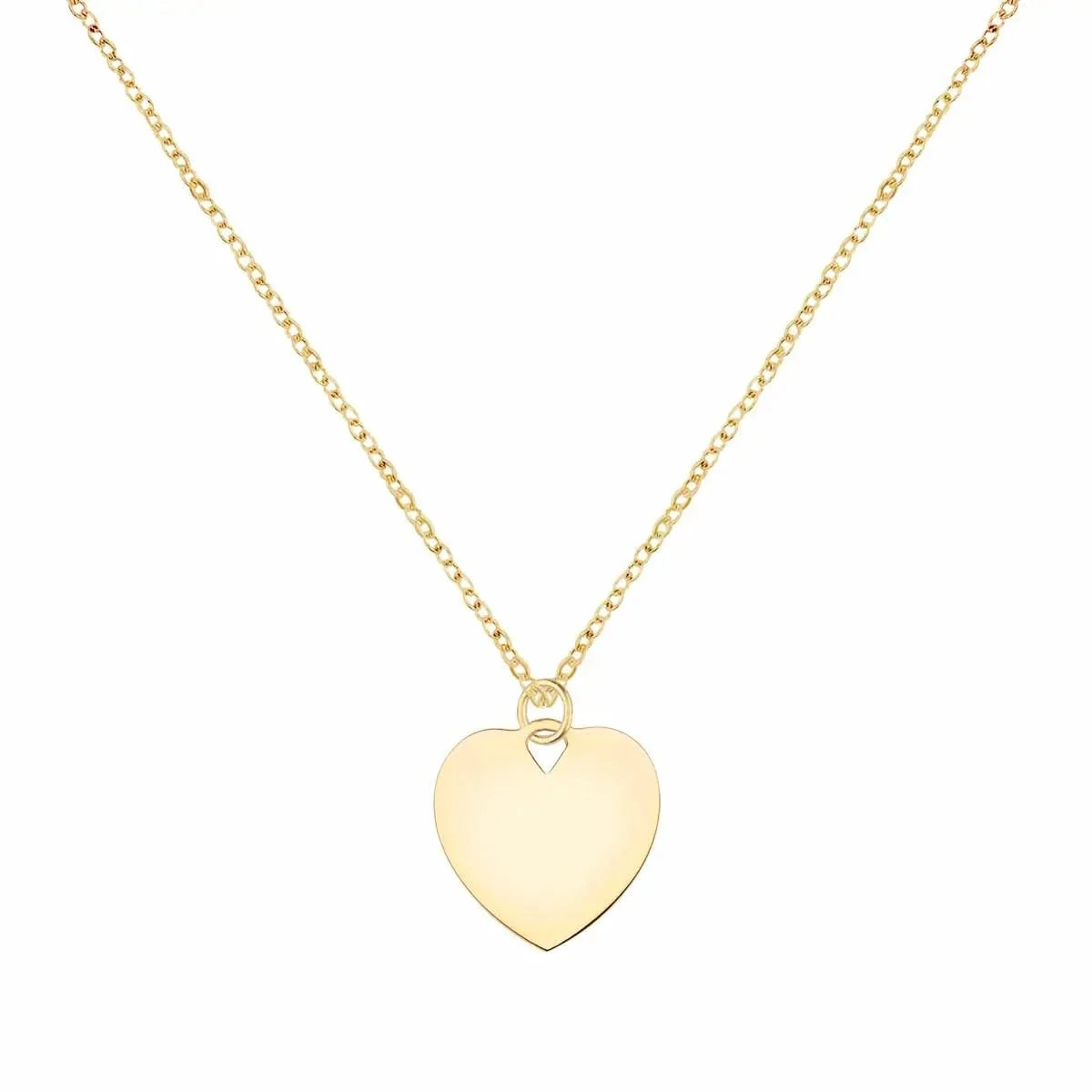 Small Engravable Flat Heart Pendant in 14k Gold (Large Jump Ring)