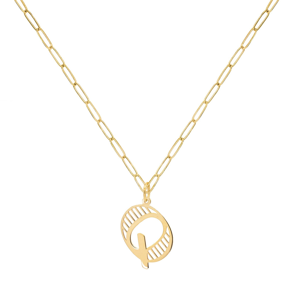 Essex Letter Q Pendant in 14k Gold