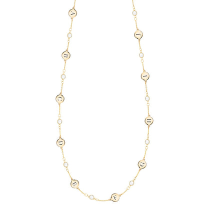 10 Letter & 10 Petite Birthstone Necklace in 14k Gold (Single Spacing)