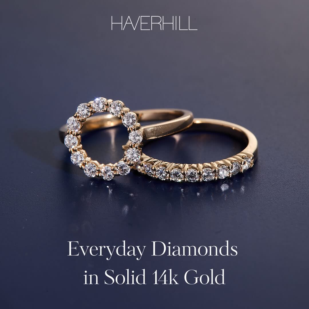 Rosecliff Diamond Stackable Ring in 14k Gold (April)