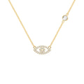 Diamond Evil Eye & Birthstone Necklace in 14k Gold