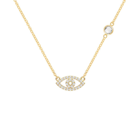 Diamond Evil Eye & Birthstone Necklace in 14k Gold