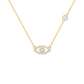 Diamond Evil Eye & Moonstone Necklace in 14k Gold (June)