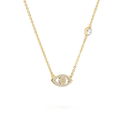 Diamond Evil Eye & Birthstone Necklace in 14k Gold
