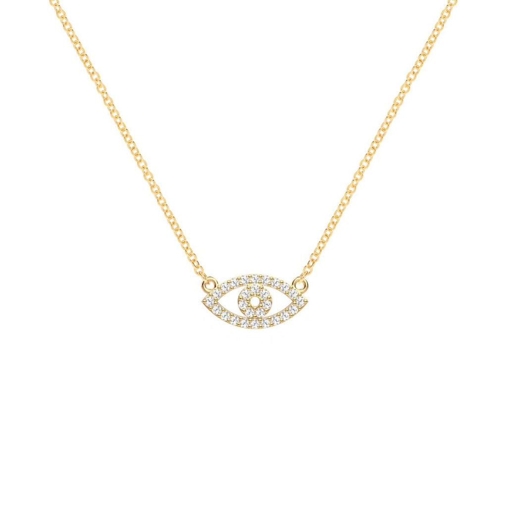 Diamond Evil Eye Necklace in 14k Gold