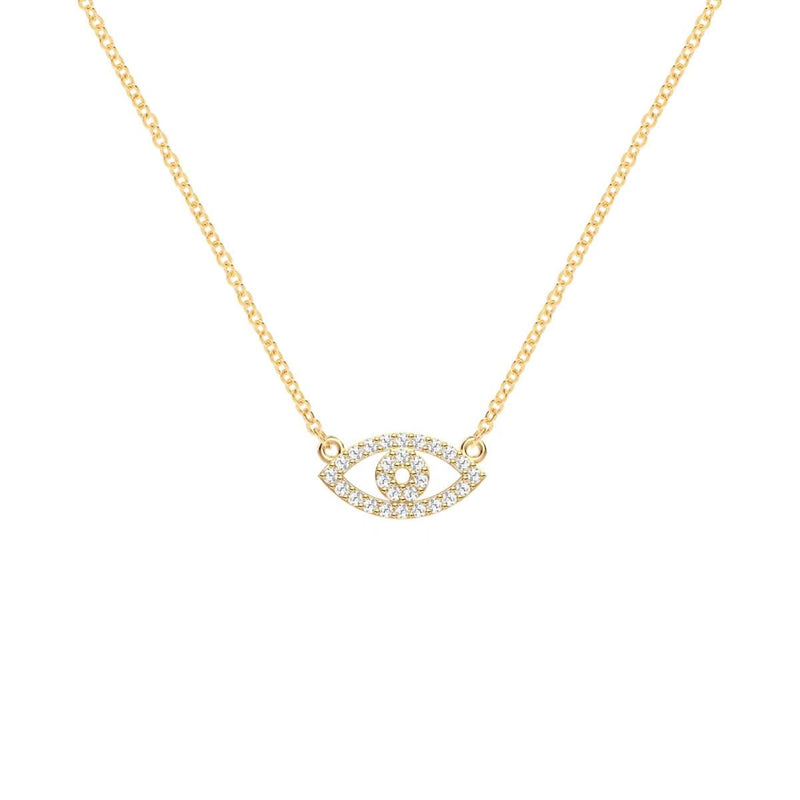 Diamond Evil Eye Necklace in 14k Gold