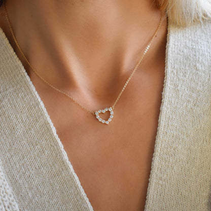 Rosecliff Small Heart Diamond Necklace in 14k Gold (April)