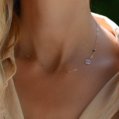 Capricorn & Birthstone Necklace on Adelaide Mini in 14k Gold