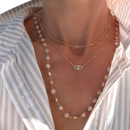 Newport Grand Pink Opal Necklace in 14k Gold (October)