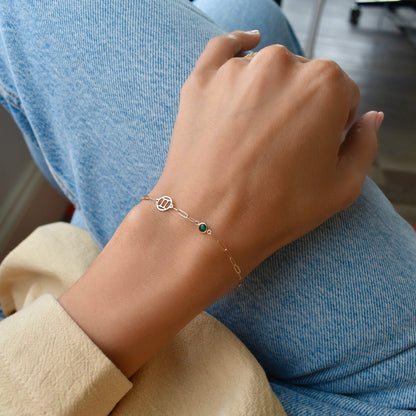 Zodiac & Birthstone Adelaide Mini Bracelet in 14k Gold