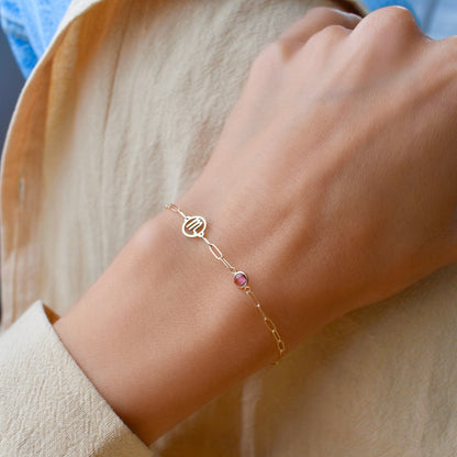 Scorpio & Birthstone Bracelet on Adelaide Mini in 14k Gold