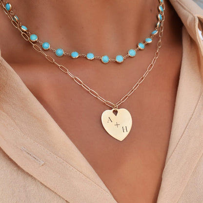 Newport Grand Turquoise Necklace in 14k Gold (December)