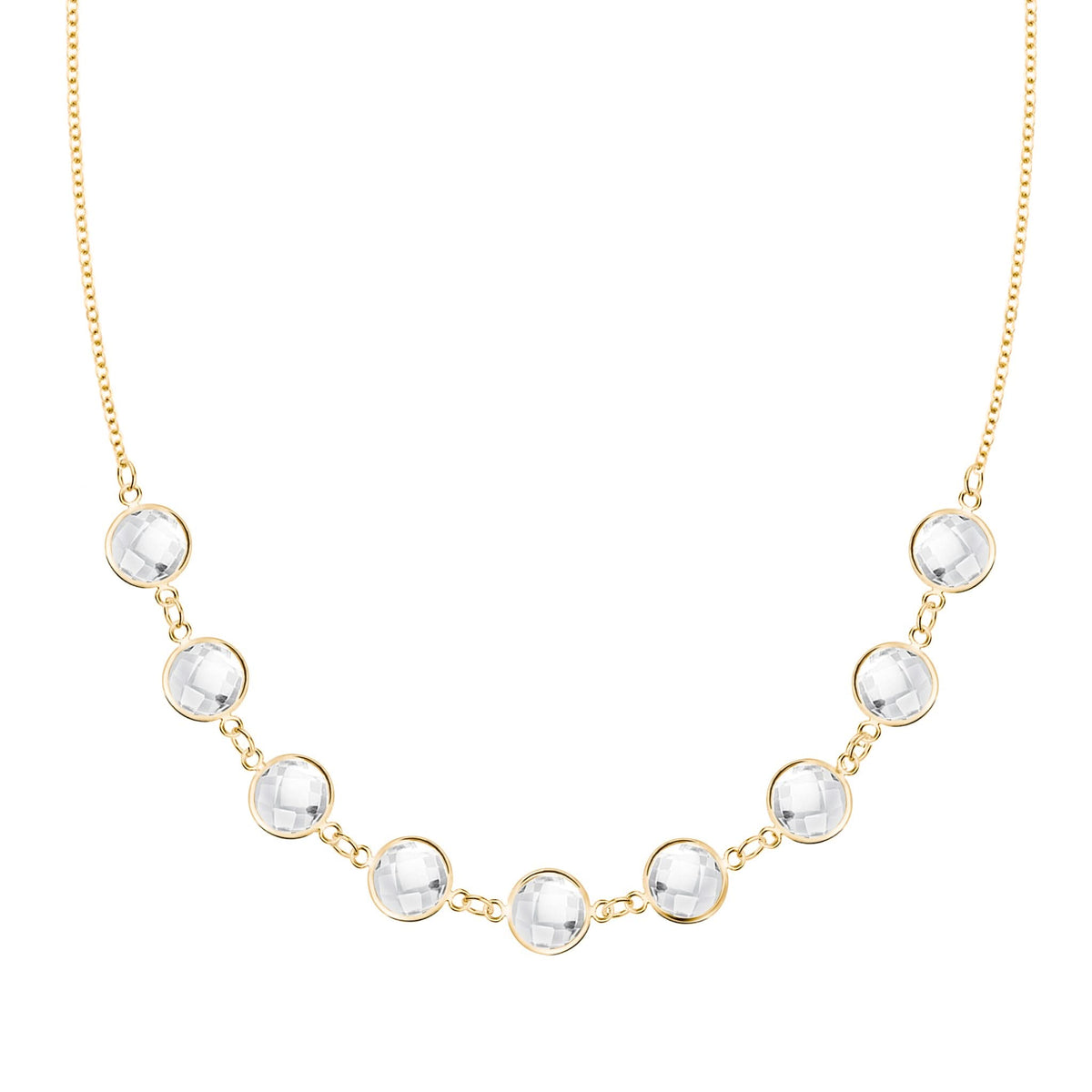 Grand 9 Connected Birthstone Necklace in 14k Gold
